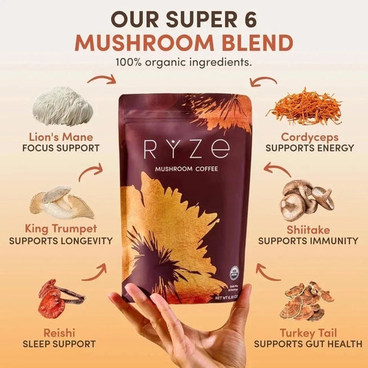 RYZE Mushroom Coffee Organic 2026 – New Formula | 30 Servings