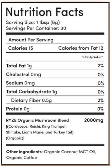RYZE Mushroom Coffee Organic 2026 – New Formula | 30 Servings