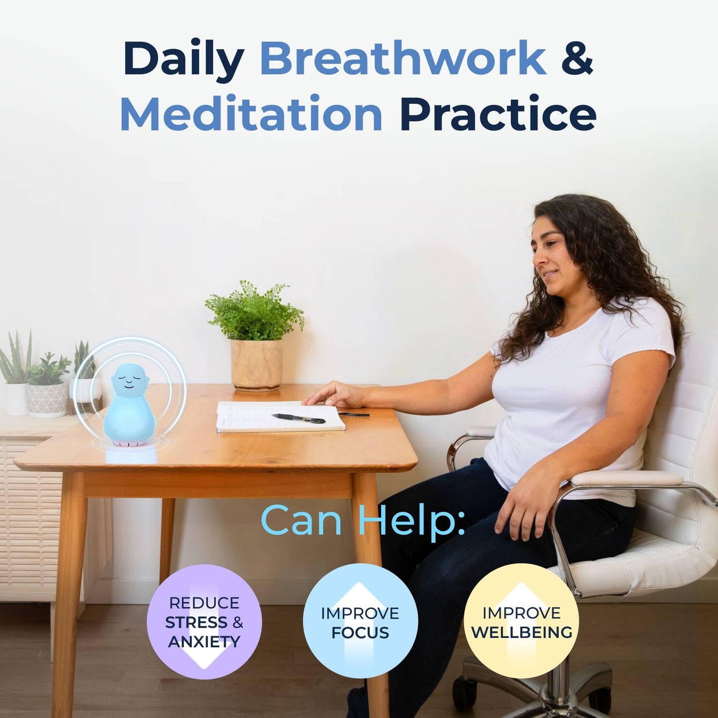 Mindsight 'Breathing Buddha' Guided Visual Meditation Tool for Mindfulness | Slow Your Breathing & Calm Your Mind for Stress & Anxiety Relief | Perfect for Adults & Kids | Relaxing Self Care Gift