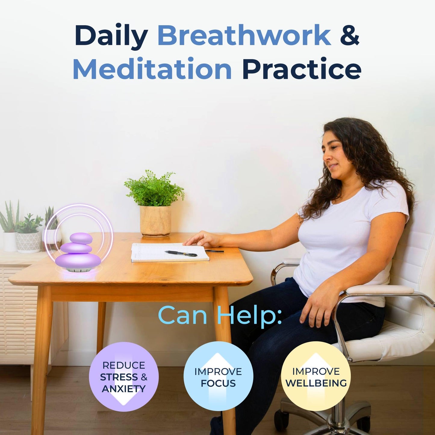 Mindsight 'Breathing Buddha' Guided Visual Meditation Tool for Mindfulness | Slow Your Breathing & Calm Your Mind for Stress & Anxiety Relief | Perfect for Adults & Kids | Relaxing Self Care Gift