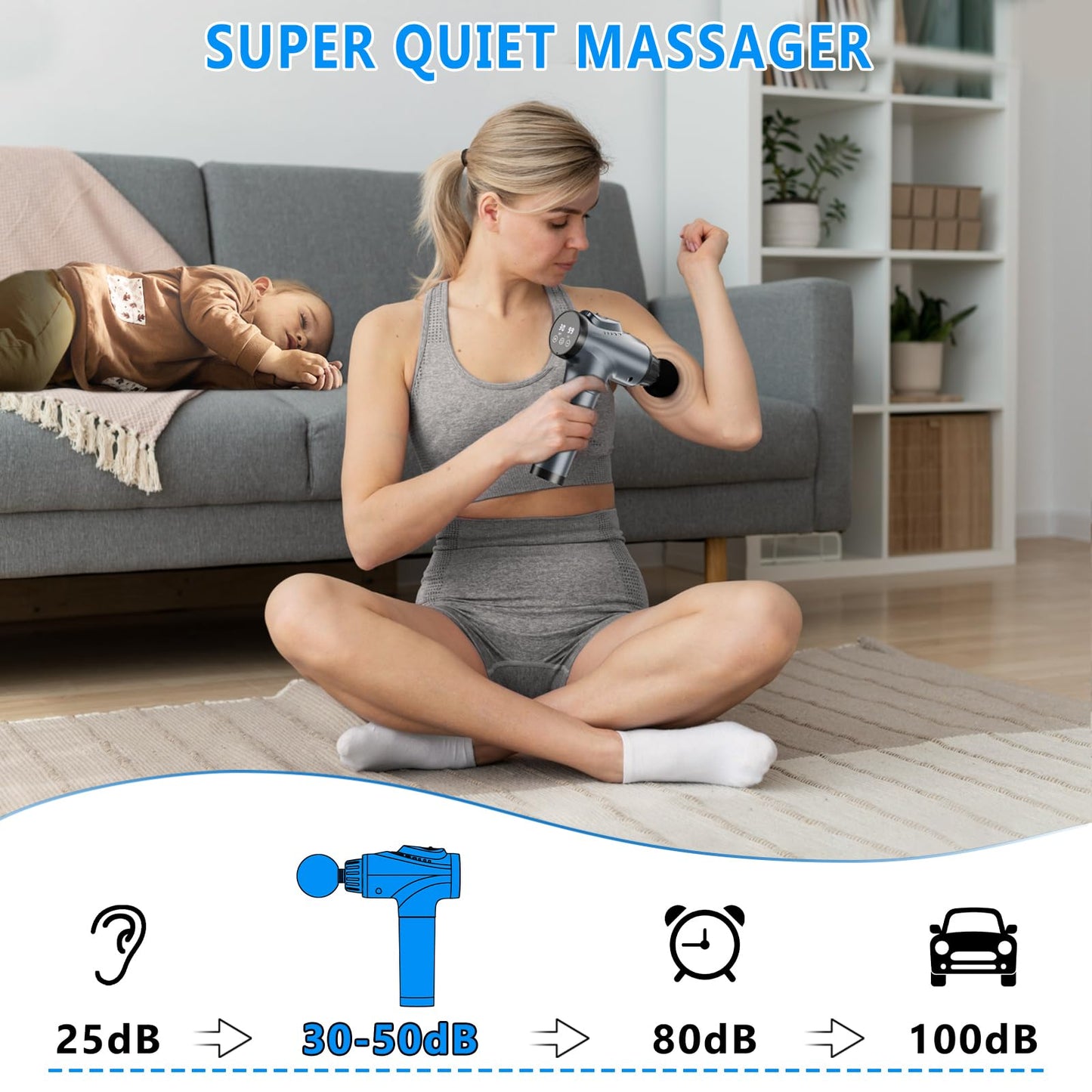 Massage Gun, Muscle Massage Gun for Athletes Handheld Electric Deep Tissue Back Massager, Percussion Massage Device for Pain Relief with 30 Speed Levels 9 Heads