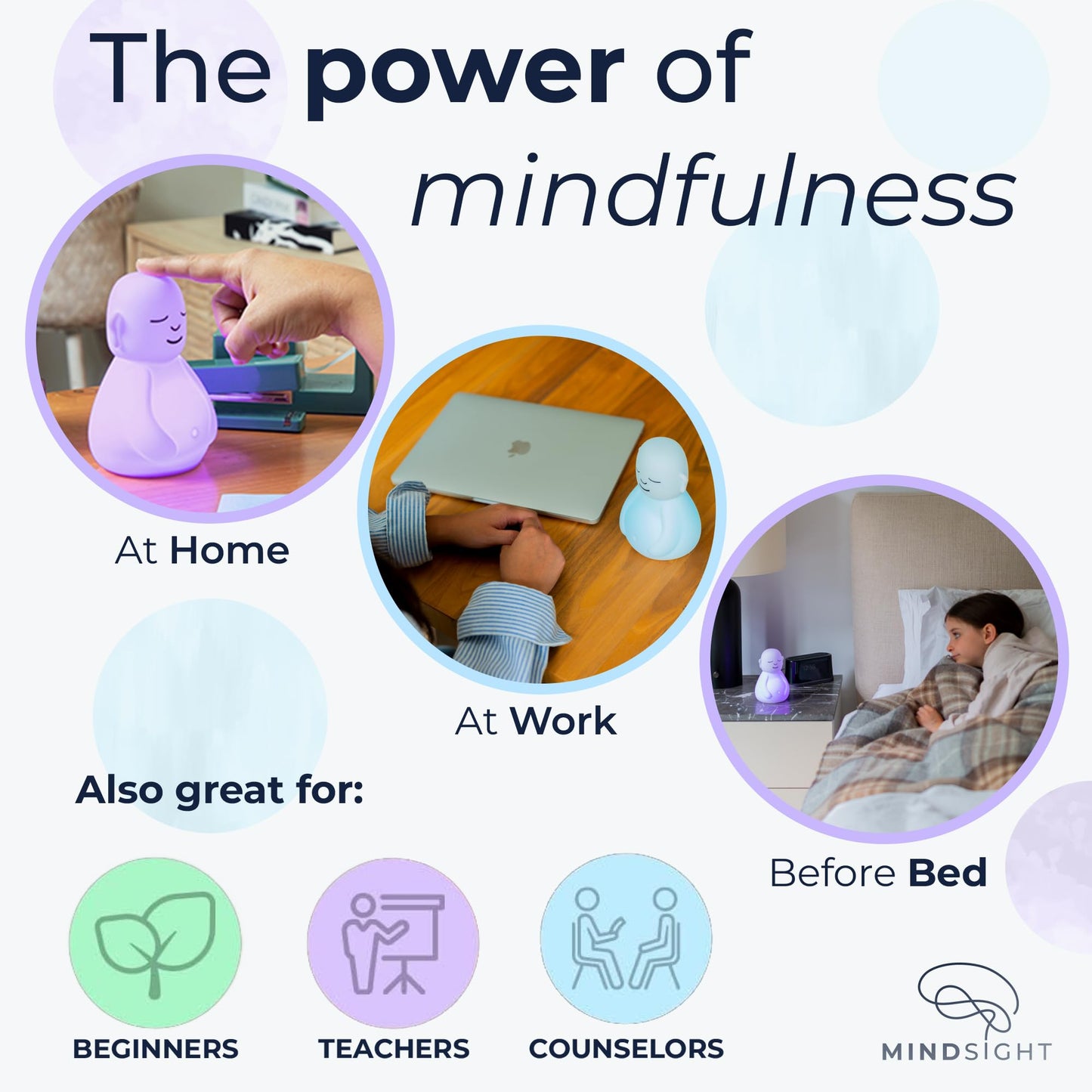 Mindsight 'Breathing Buddha' Guided Visual Meditation Tool for Mindfulness | Slow Your Breathing & Calm Your Mind for Stress & Anxiety Relief | Perfect for Adults & Kids | Relaxing Self Care Gift